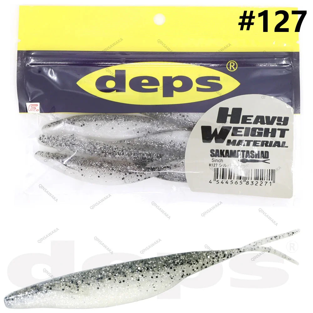 Japan deps SAKAMATA SHAD Heavy Weight soft Baits  5inch 6pcs / 6in 6pcs / 7in 5pcs / 8in SALT&GLASS SAND 70% 4pcs Bass Lure