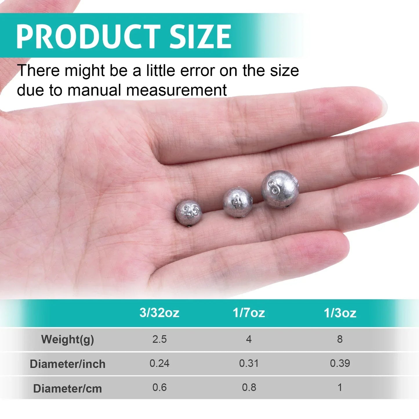 Goture 30/50pcs Fishing Weight Sinker Jig Head Deep Water Bullet Weight with Swivel Round Ball Sinkers Fishing Accessories