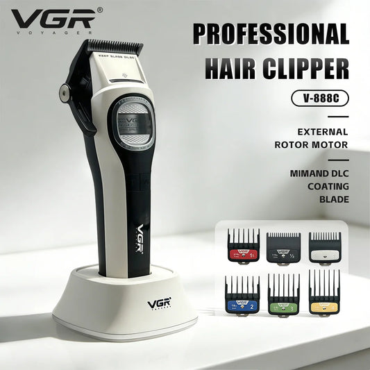 VGR Brushless Motor Clippers Adjustable Hair Cut Machine External Rotor Electric Clippers Barber Cordless Trimmer for Men V-888