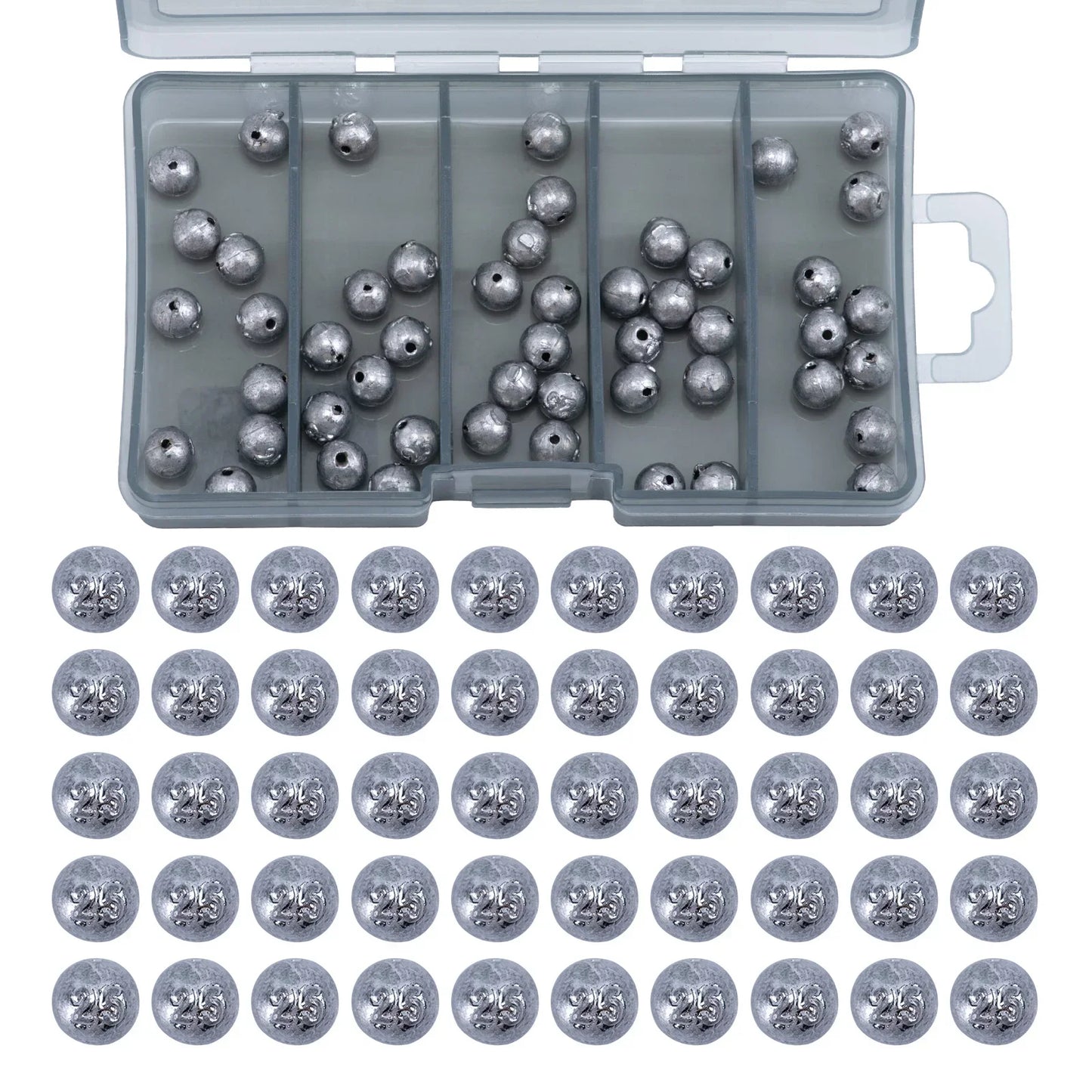 Goture 30/50pcs Fishing Weight Sinker Jig Head Deep Water Bullet Weight with Swivel Round Ball Sinkers Fishing Accessories