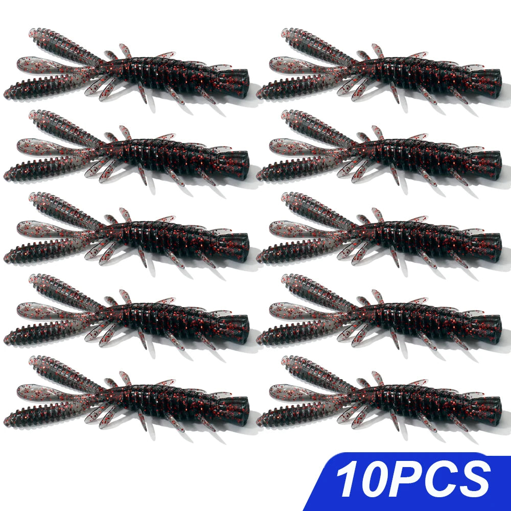 Floating Soft Lures Kit 5cm 6cm 7cm Shrimp Rig Hook Pesca Gear Tackle Silicone Swimbait Carp Attract Fishing Set 10-20pcs Bait