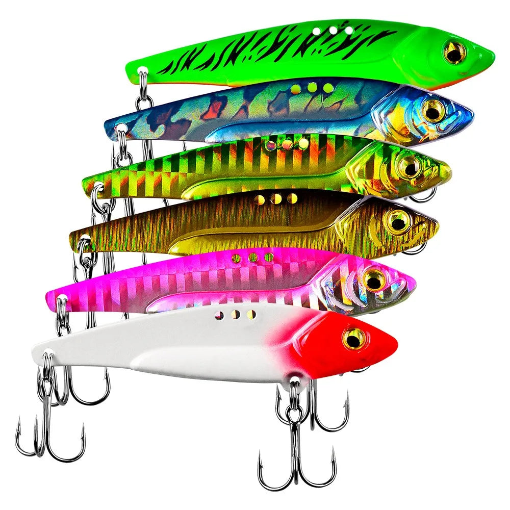 1pc VIB Lure 3D Eyes Pencil 5g 7g 15g 17g 20g Balancer Spoon Spinner Painting Fishing Lure Hard Bait Fishing Tackle Treble Hook