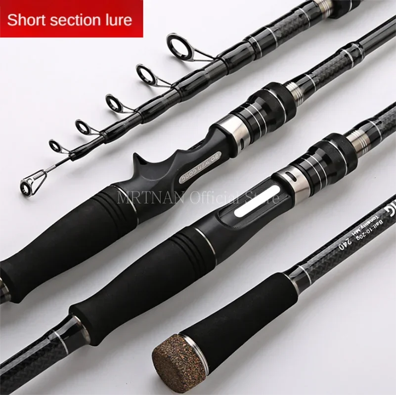 1.8M-3M Baitcasting Spinning Fishing Rod Ultralight Carbon Fiber Portable Telescopic Fishing Pole for Trout Carp