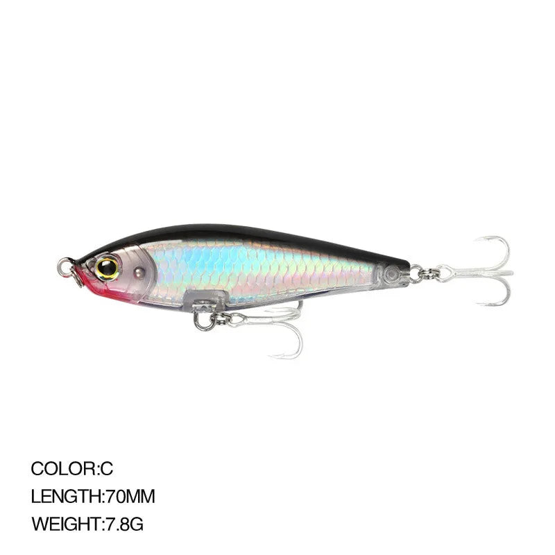 70mm 7.8g 3D Inshore Twitch Bait Lures Saltwater Trout Fishing Freshwater Long-range Bait Pencil Floating Minnow Wobblers