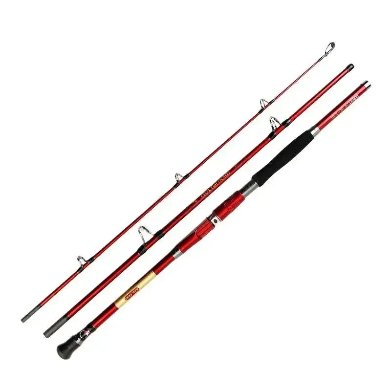 Telescopic Portable Fishing Rod Spinning Ultralight Hard Carbon Fishing Rod 1.8 M 2.1 M 2.4 M Red Three-section New Fishing Pole
