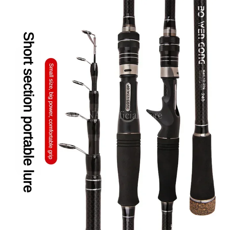 1.8M-3M Baitcasting Spinning Fishing Rod Ultralight Carbon Fiber Portable Telescopic Fishing Pole for Trout Carp