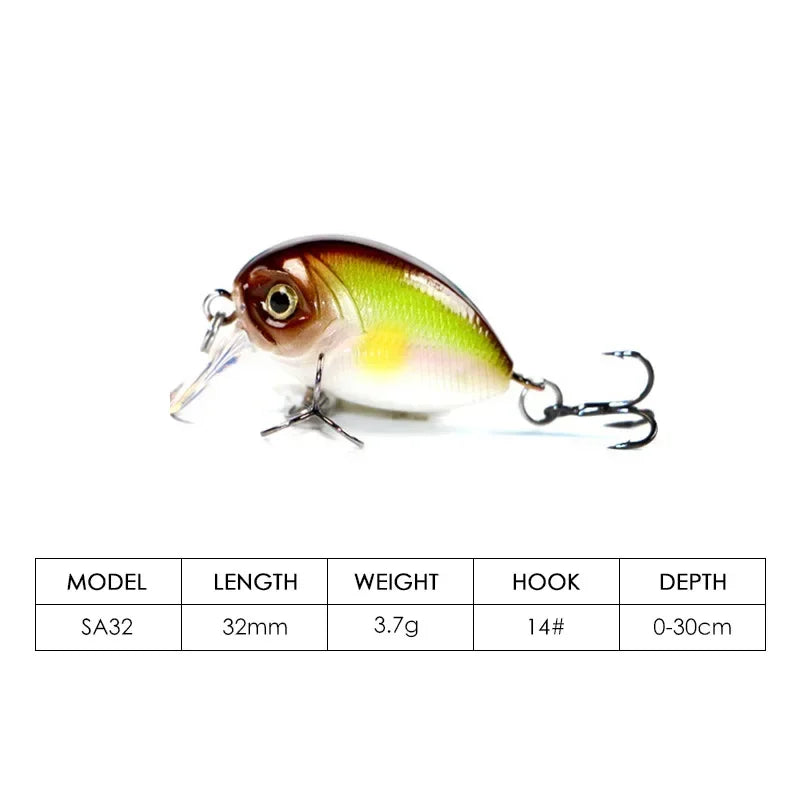 Mini crank Micro winter fishing lure 3.7g 32mm Artificial Hard Baits Crankbaits wobblers for trout prech fishing Tackle