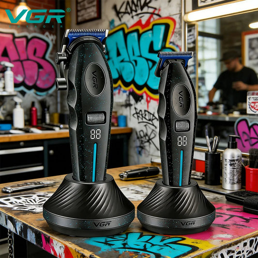 VGR Hair Trimmer 9000 RPM Hair Cutting Machine Electric Barber Clippers Professional Trimmer Charging Base Trimmer for Men V-887