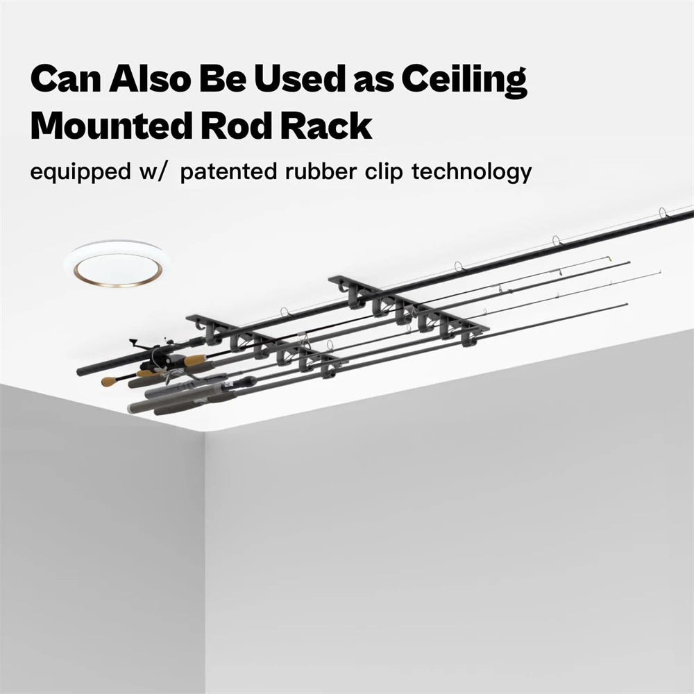 6-Slot Fishing Rod Rack - Universal Horizontal/Top Mount Holder for Spinning/Casting Rods Clamp Fits All Fishing Poles