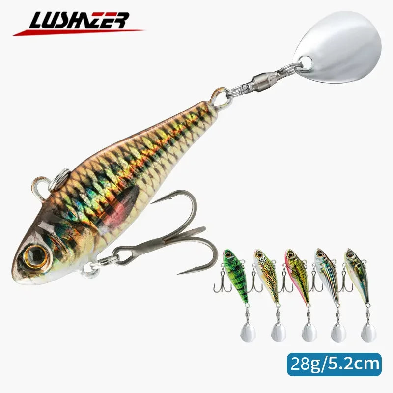 LUSHAZER Metal Hard Baits sinking 28g Fishing bait  for Bass Pike Perch Rotating Spoon Wobbler Artificial Bait