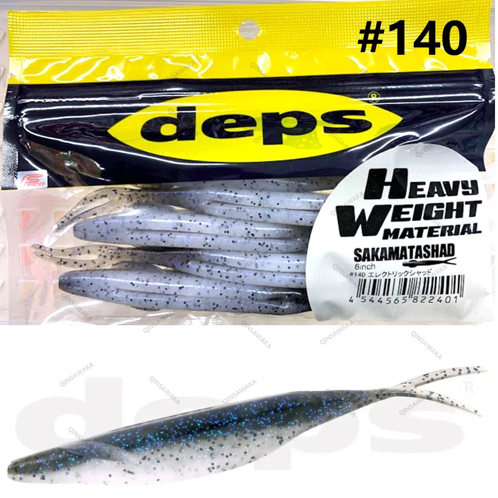 Japan deps SAKAMATA SHAD Heavy Weight soft Baits  5inch 6pcs / 6in 6pcs / 7in 5pcs / 8in SALT&GLASS SAND 70% 4pcs Bass Lure