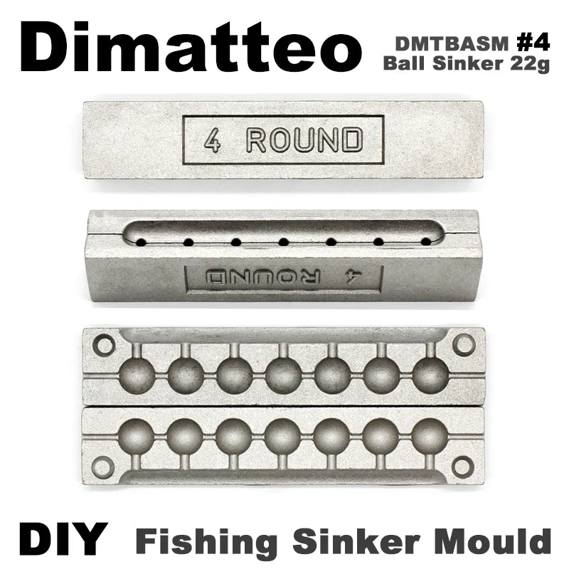 Dimatteo DIY Fishing Ball Sinker Mould DMTBASM/#4 Ball Sinker 22g 7 Cavities
