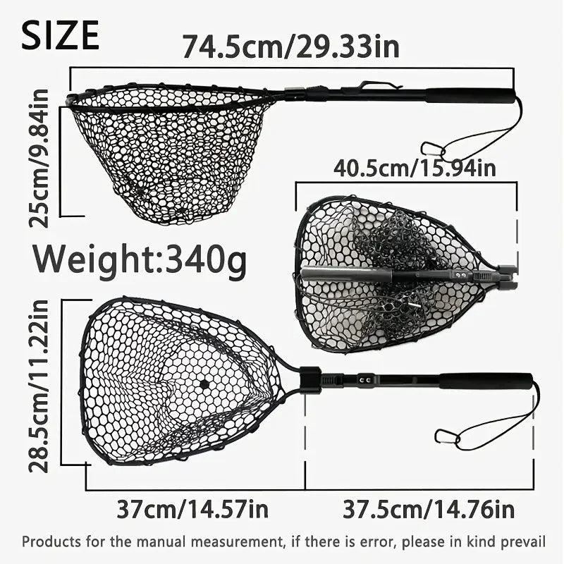 1pcs Portable 29.33in Length Folding Fishing Brail Net Lightweight Aluminum Alloy Frame Fishing Landing Scoop Net for Freshwater