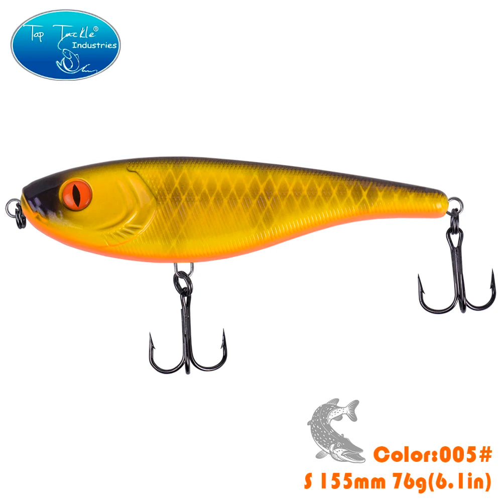 CF LURE 155mm 75g Balance Slow Sinking Jerk bait Fishing Lure Hard Baits Pike Fishing