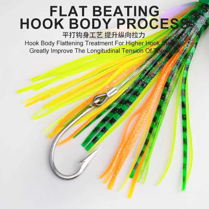 OBSESSION TR012 225mm 77g Seawater Big Game Winged Trolling Fishing Lure Deepsea Boat Fishing Tuna Bait Soft Skirt Octopus Lures