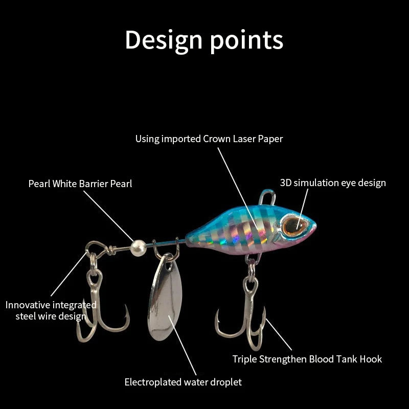 Rotating Tail VIB vibration Bait Spinner Spoon Fishing Lures Jigs Tractor Fishing Hard Baits Tackle Pesca