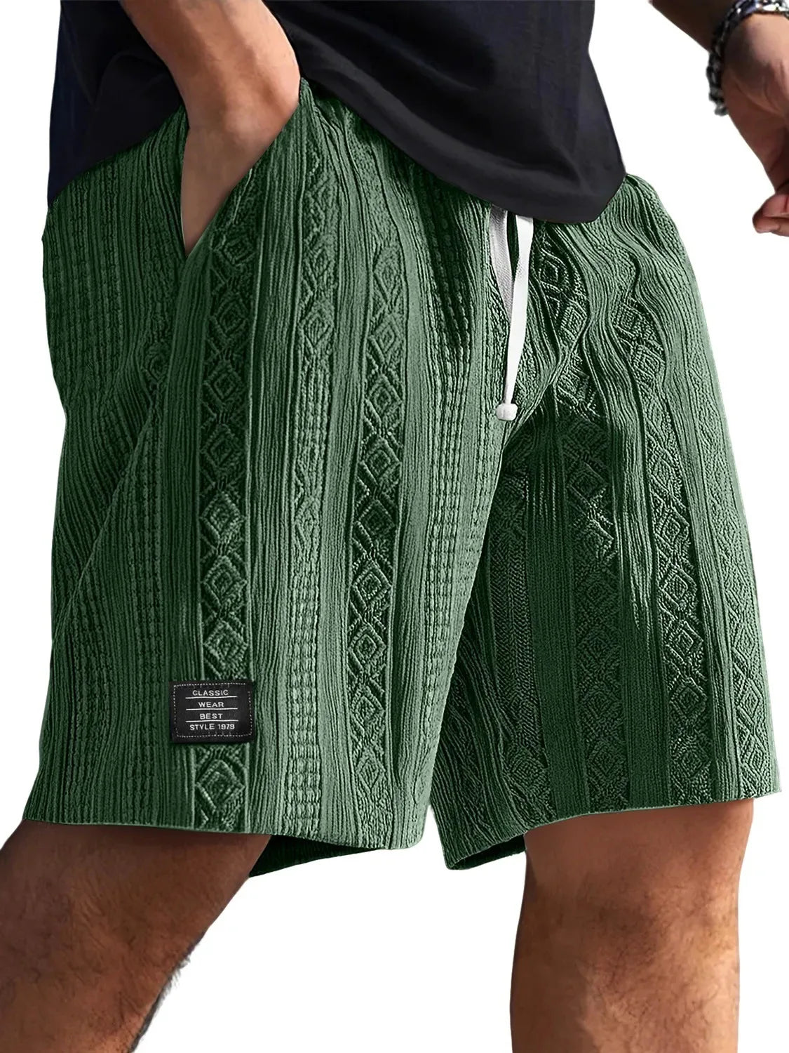 Men's Jacquard Casual Shorts Summer Harajuku Solid Sweatpants Fashion Men Short Pants Retro Men Clothes Roupas Streetwear New