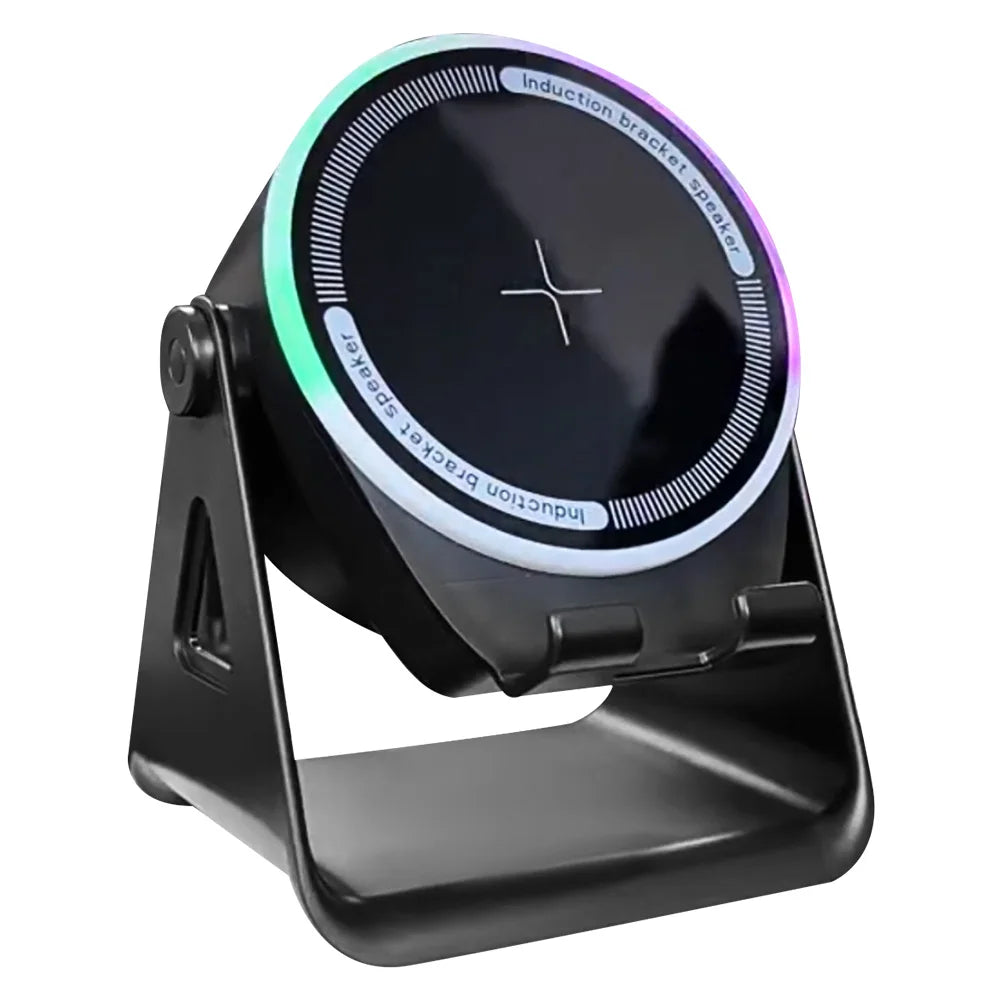 Wireless Induction Speaker with Bluetooth-compatible Speaker Stereo Sound Cell Phone Stand for Home and Outdoors