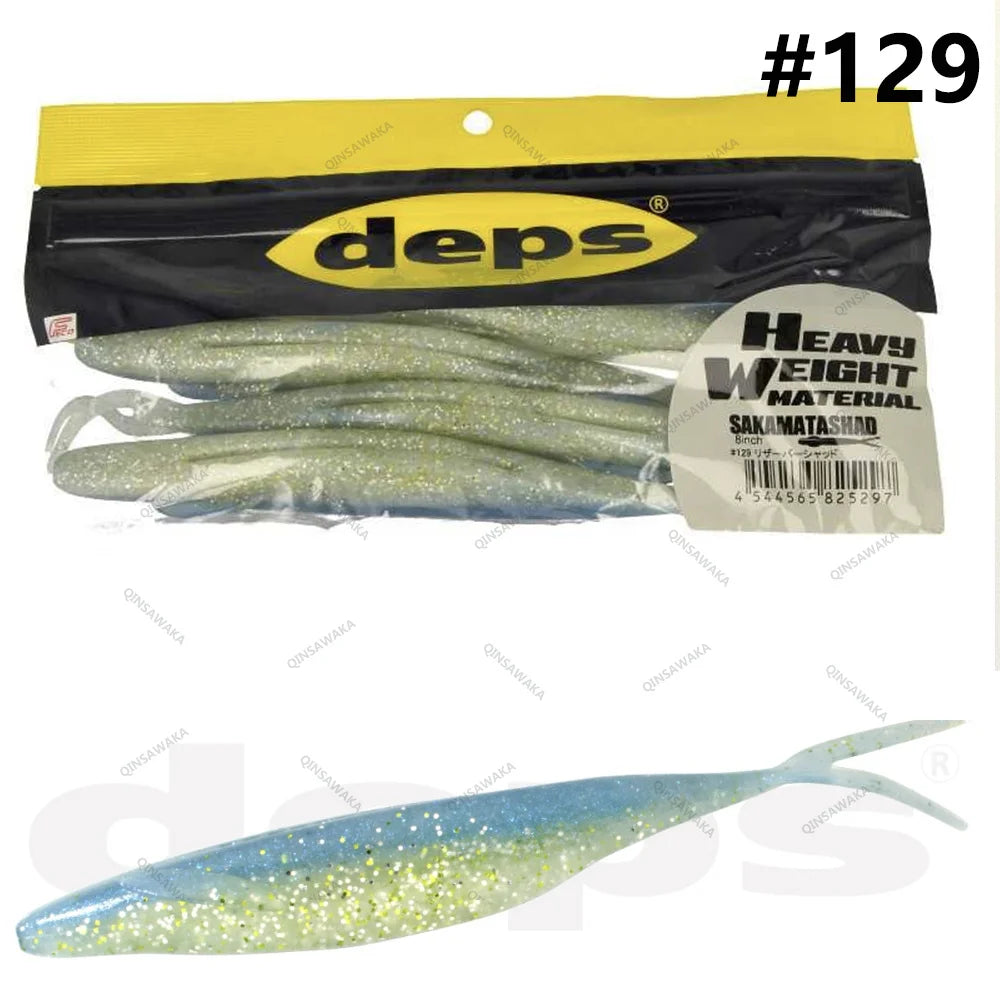 Japan deps SAKAMATA SHAD Heavy Weight soft Baits  5inch 6pcs / 6in 6pcs / 7in 5pcs / 8in SALT&GLASS SAND 70% 4pcs Bass Lure