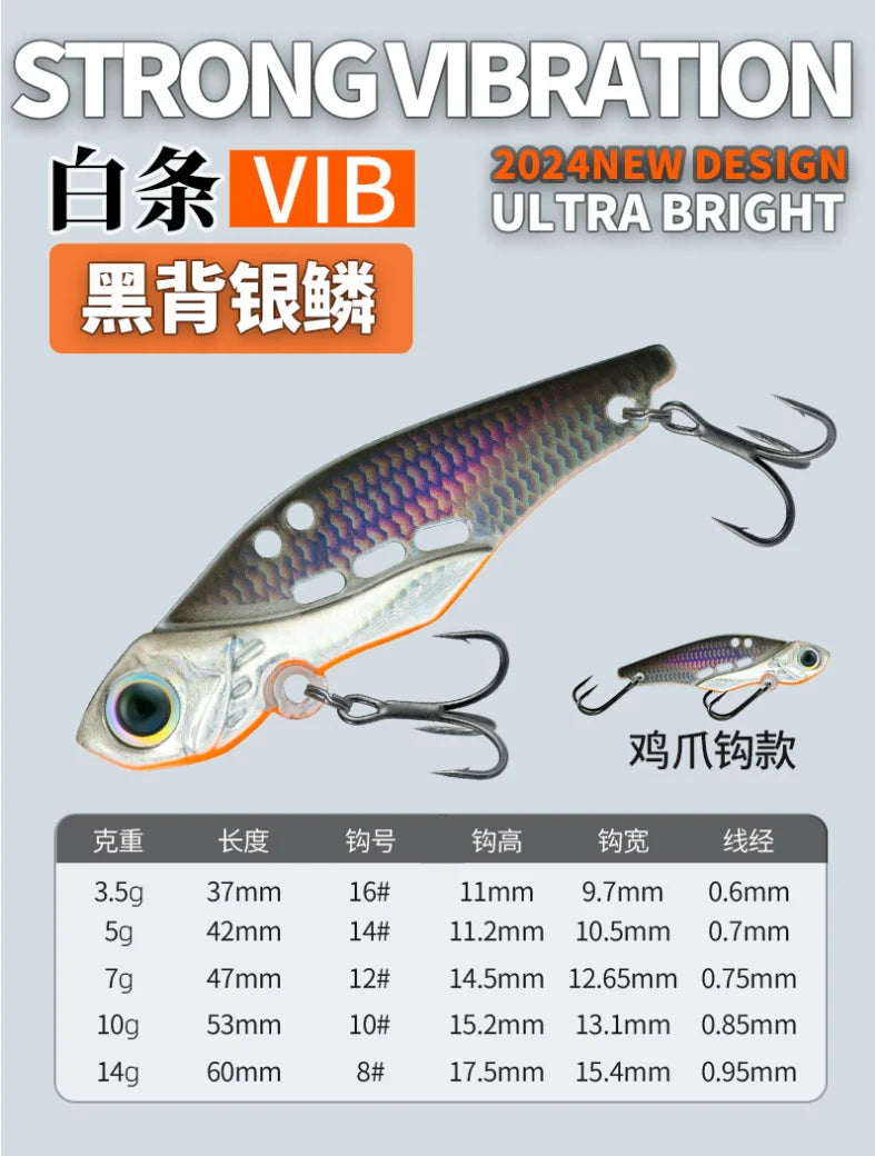 NUNATAK Metal VIB Bait 5g/7g/10g/14g High Frequency Tremor VIB Bass Lure Hard Minnow TROUT Baits Sinking Bait Glowing Sea Lure