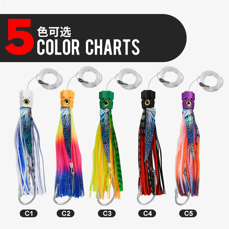 OBSESSION TR012 225mm 77g Seawater Big Game Winged Trolling Fishing Lure Deepsea Boat Fishing Tuna Bait Soft Skirt Octopus Lures