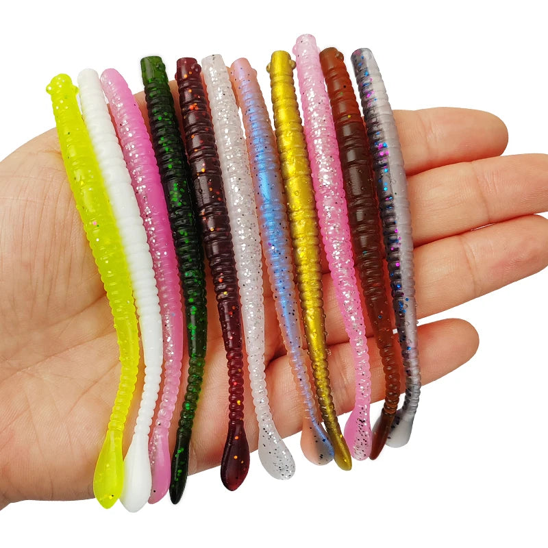 Fishing Lures 50pcs Floating Slug Lure Sinking Earthworm Soft Artificial Silicone Bait Kit Sea Wobbler Worm False Bait With Box