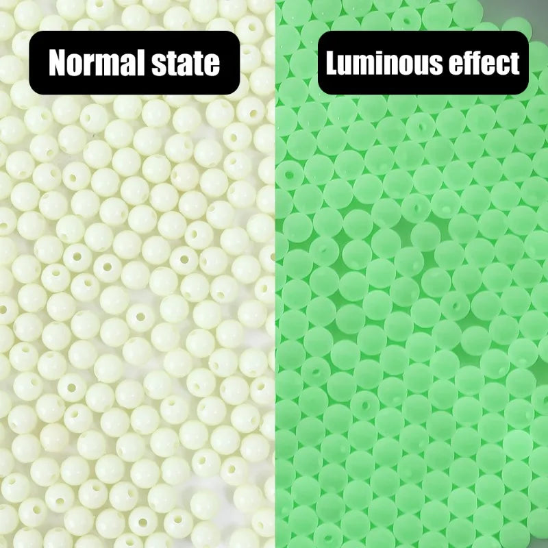 100pcs Fishing Glow Beads Luminous Polystyrene for Trout Salmon Carp Fishing Tackle Lure Making Glow in The Dark 5 Sizes Tool