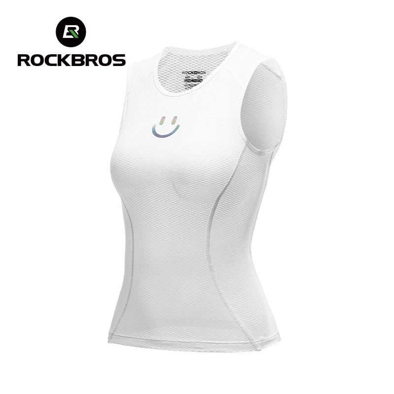 ROCKBROS Female Cycling Vest Lightweight Breathable Mesh Fitness Top Slim Fit Summer Cycling Jersey Vest Women Sports Clothing