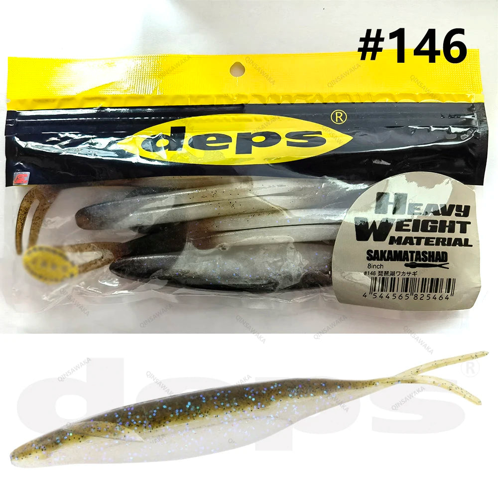Japan deps SAKAMATA SHAD Heavy Weight soft Baits  5inch 6pcs / 6in 6pcs / 7in 5pcs / 8in SALT&GLASS SAND 70% 4pcs Bass Lure