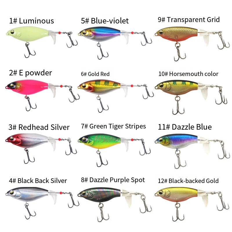 Propeller Fishing Lure 6.5cm/6g 8cm/10g Bionic Hard Bait Fishing Tackle Rotating Tail Fishing Bait Outdoor Fishing Spin Bait