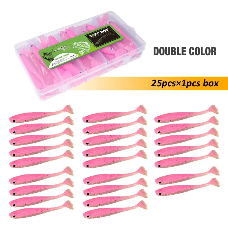 Fishing Lures Set 25Pcs 95mm Soft Fish fake Swimbait for Trolling Wobbler Silicone Bait Kit Sea Fishing Predator Lure with Box