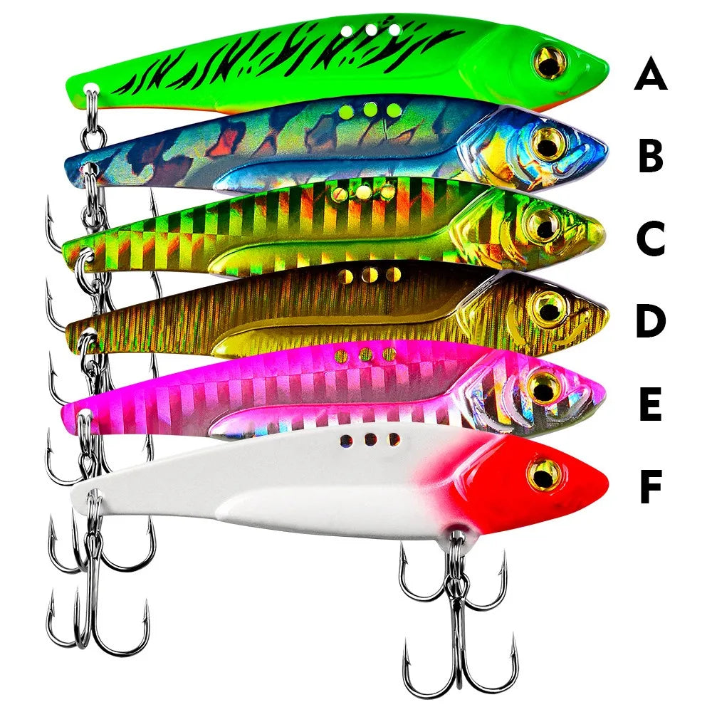 1pc VIB Lure 3D Eyes Pencil 5g 7g 15g 17g 20g Balancer Spoon Spinner Painting Fishing Lure Hard Bait Fishing Tackle Treble Hook
