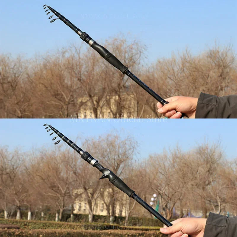 1.8M-3M Baitcasting Spinning Fishing Rod Ultralight Carbon Fiber Portable Telescopic Fishing Pole for Trout Carp