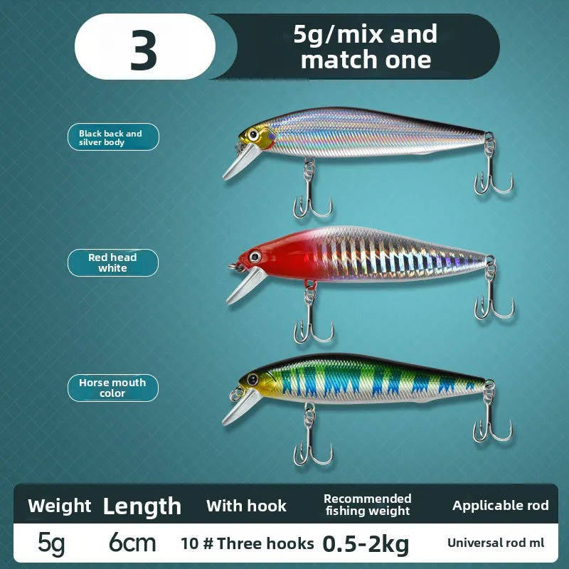 Suspended Silver Blade Road False Bait Trembling Sinking Water Floating Water Mino Long throw Freshwater Reservoir 5g