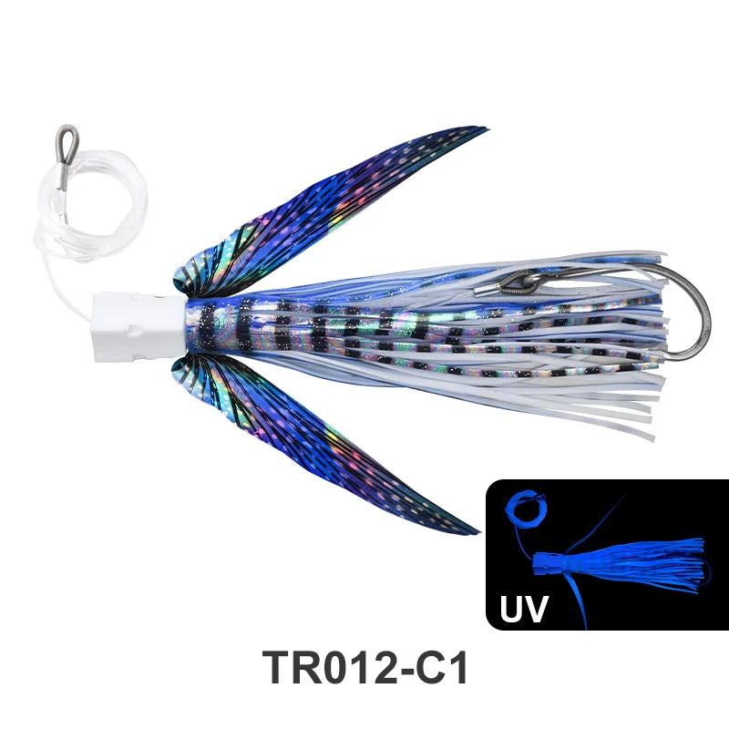 OBSESSION TR012 225mm 77g Seawater Big Game Winged Trolling Fishing Lure Deepsea Boat Fishing Tuna Bait Soft Skirt Octopus Lures