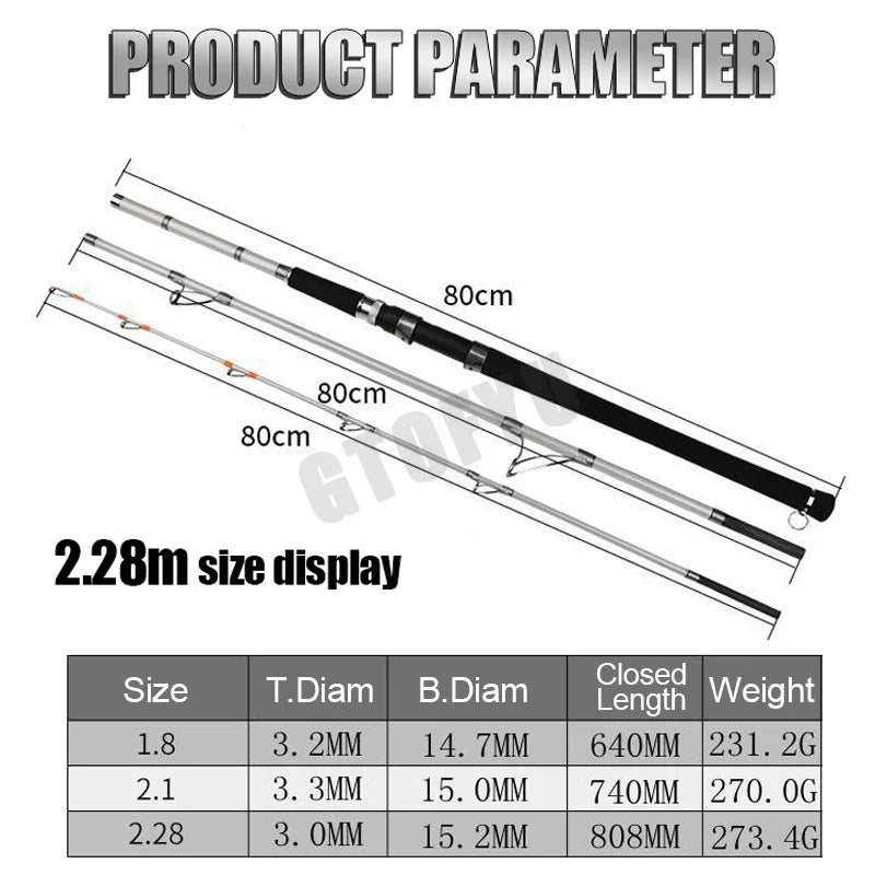 Portable Fishing Boat Raft Rod Superhard Spinning Lure Carbon Fishing Pole 1.8 M 2.1M 2.28M Jigging Trolling Fishing Rod