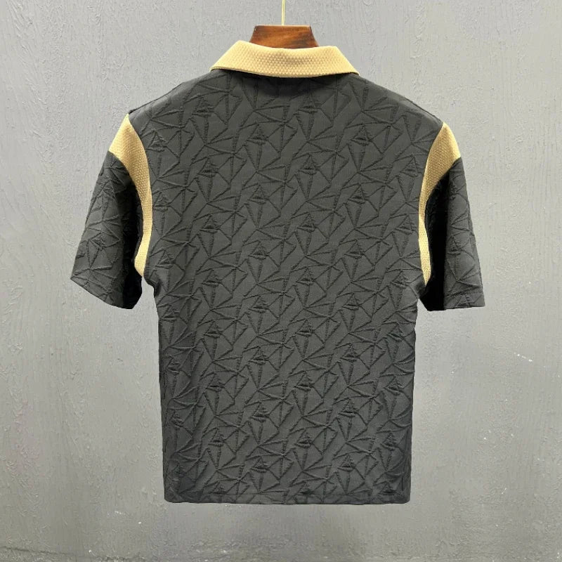 White Male Polo Shirts V Neck Black Aesthetic Vintage 5xl Basic Party Smooth Polyester Slim Fit Top Tee Mens with Collar T-shirt