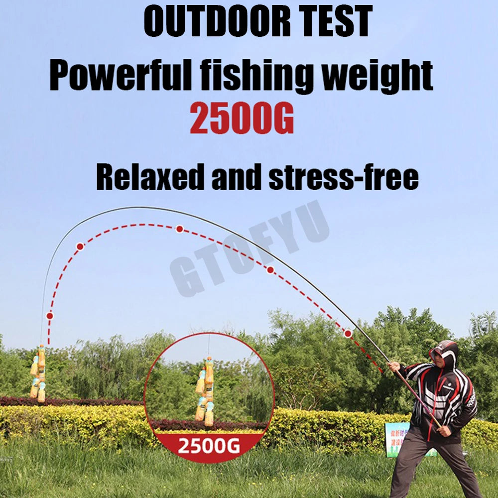 2.7M/4.5M/5.4M/6.3M/7.2M/8M/10M Telescopic Stream Rod Carbon Reservoir Pond Fishing Rod Super Light Hard Fiber Hand Fishing Pole
