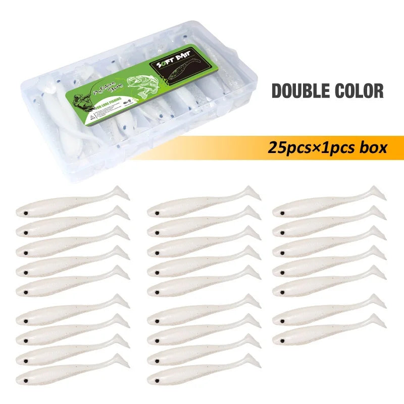Fishing Lures Set 25Pcs 95mm Soft Fish fake Swimbait for Trolling Wobbler Silicone Bait Kit Sea Fishing Predator Lure with Box