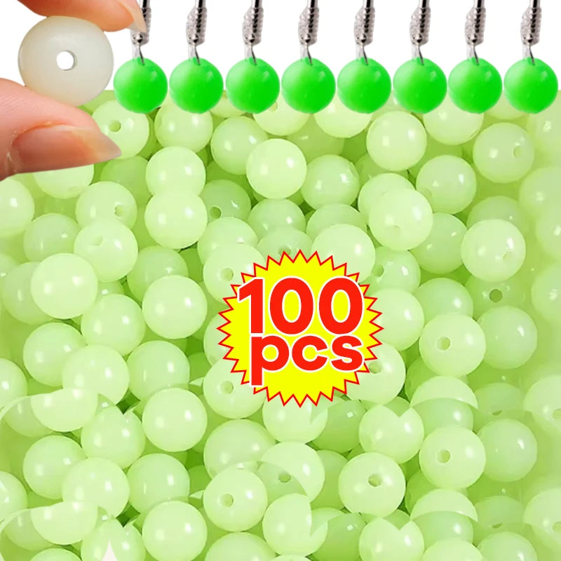 100pcs Fishing Glow Beads Luminous Polystyrene for Trout Salmon Carp Fishing Tackle Lure Making Glow in The Dark 5 Sizes Tool