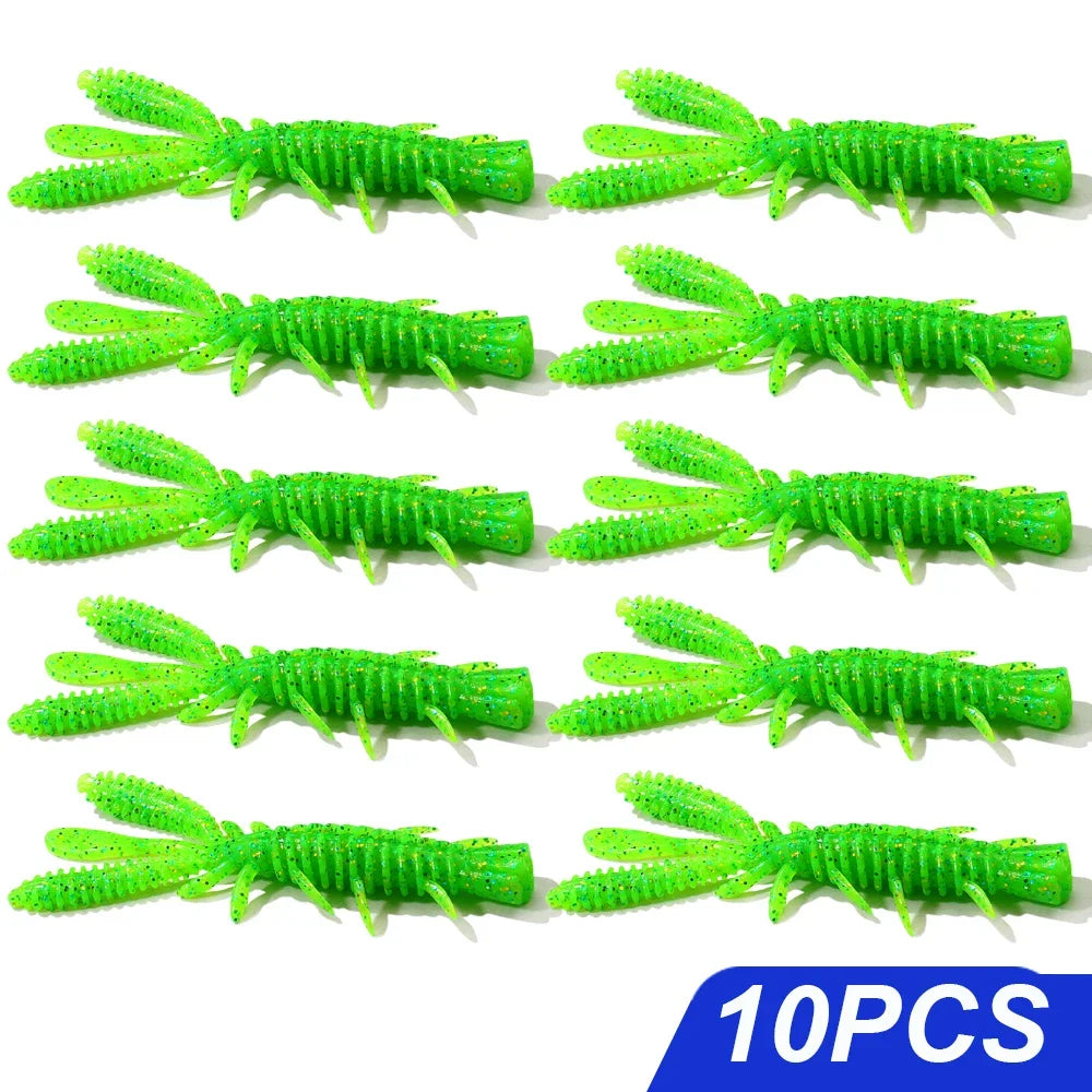 Floating Soft Lures Kit 5cm 6cm 7cm Shrimp Rig Hook Pesca Gear Tackle Silicone Swimbait Carp Attract Fishing Set 10-20pcs Bait