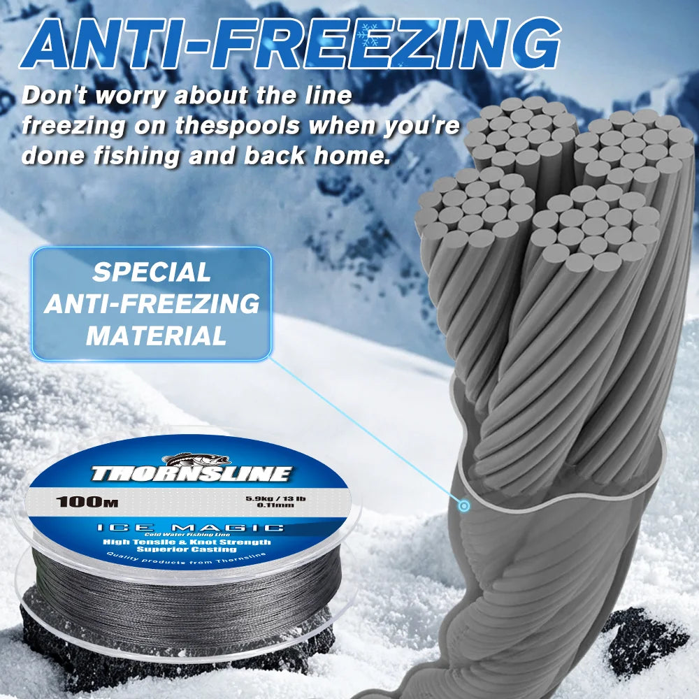 Extreme Thin Micro 4 Strand Braided Ice Fishing Line 100m Ultra Smooth Multifilament for Saltwater Freshwater Fishing Line