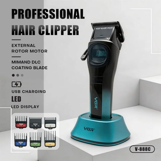VGR Hair Trimmer External Rotor Motor Hair Clippers Brushless Motor Clipper Adjustable Barber Clippers Trimmer for Men V-888C