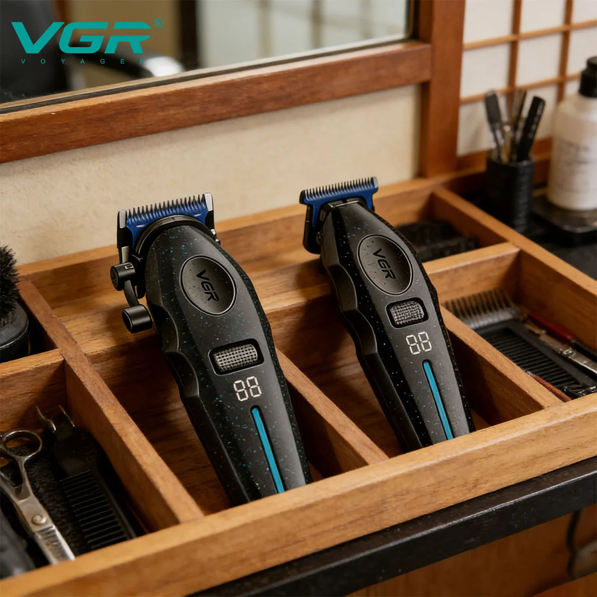 VGR Hair Trimmer 9000 RPM Hair Cutting Machine Electric Barber Clippers Professional Trimmer Charging Base Trimmer for Men V-887