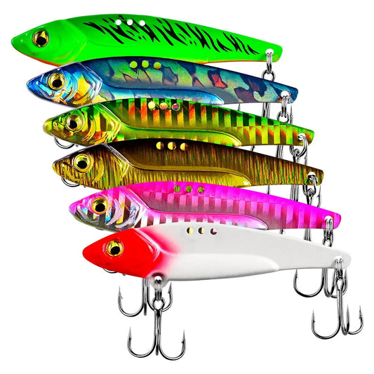 1pc VIB Lure 3D Eyes Pencil 5g 7g 15g 17g 20g Balancer Spoon Spinner Painting Fishing Lure Hard Bait Fishing Tackle Treble Hook