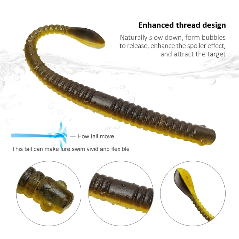 Fishing Lures 50pcs Floating Slug Lure Sinking Earthworm Soft Artificial Silicone Bait Kit Sea Wobbler Worm False Bait With Box