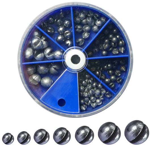 7 Sizes Round Fishing Line Sinker Removable Fishing Sinker Weights Assortment Kit with Tackle Box 0.2/0.28/0.38/0.5/0.8/1.5/2g
