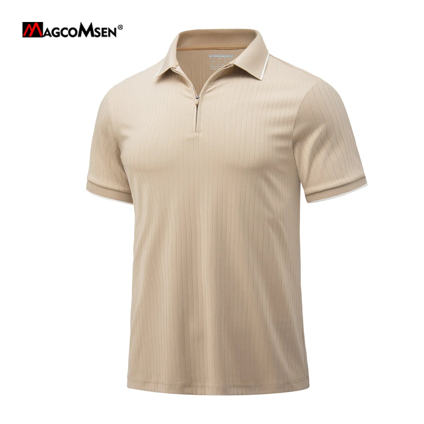 MAGCOMSEN Men's Summer Polo Shirts Quick Dry Breathable Stretch Knit Fabric Short Sleeve Casual Golf Tennis T-shirts with Quarte