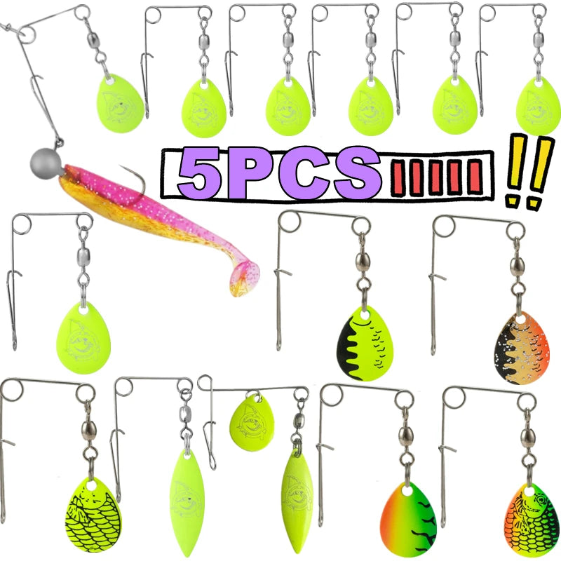 New 1-5PCS Spinner Fishing Lure Bait Spoon Swisher Buzzbait Bass Wire Baits Popper Vib Spinnerbait Lure DIY Fishing Accessories