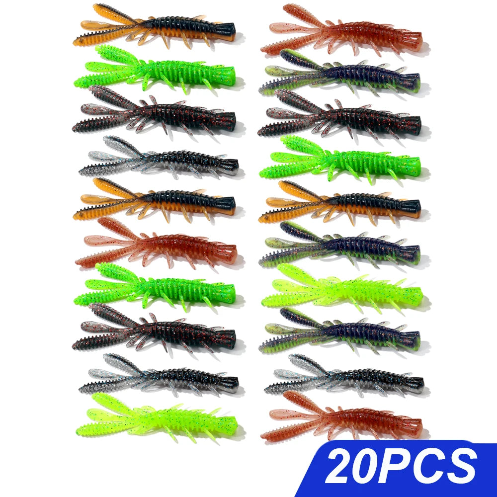 Floating Soft Lures Kit 5cm 6cm 7cm Shrimp Jig Rig Pesca Gear Tackle Silicone Swimbait Carp Attract Fishing Set 10-20pcs Bait
